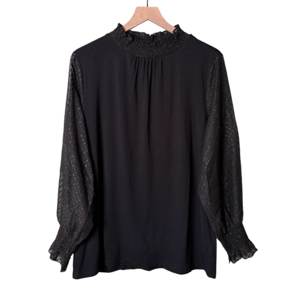 NWT Talbots Smocked Mock Neck Textured Dot Top Women’s Size 16W X, XL, 0X